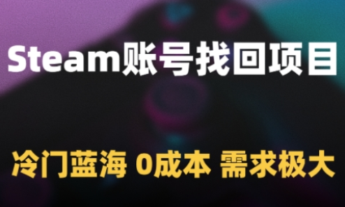 Steam账号找回项目，冷门蓝海，0成本，需求极大-轻合创