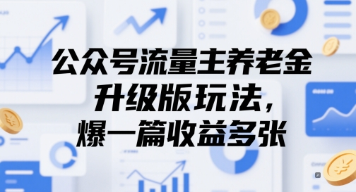 公众号流量主养老金升级版玩法，爆一篇收益多张-轻合创