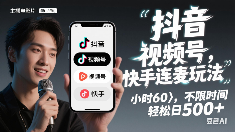 抖音,快手,视频号无脑连麦玩法!快速入门,单日稳冲1000+-轻合创