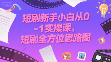短剧新手小白从0-1实操课，短剧全方位思路图-轻合创
