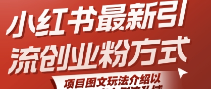 小红书最新引流创业粉方式，项目图文玩法介绍以及如何安全倒流私域-轻合创
