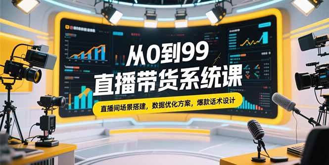 （15362期）从0到99直播带货系统课，直播间场景搭建，数据优化方案，爆款话术设计-轻合创