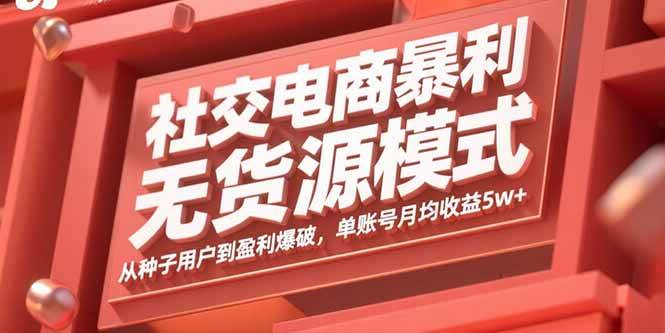（15951期）社交电商暴利无货源模式：从种子用户到盈利爆破，单账号月均收益5w+-轻合创