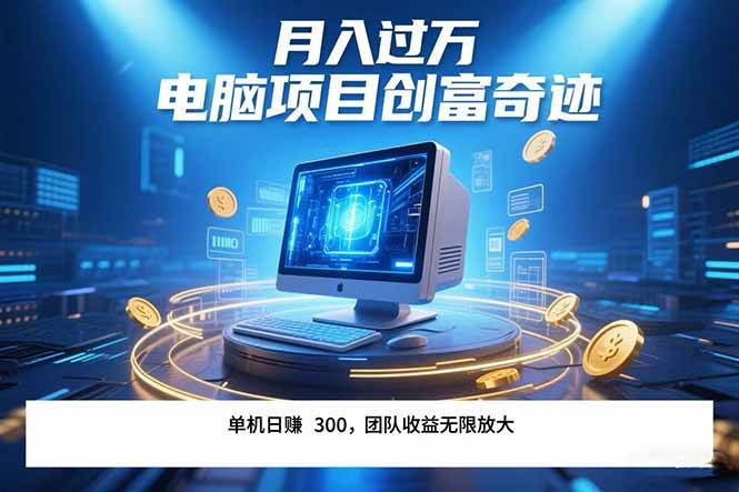 （15405期）最新电脑项目单机每天收益300+ 带有团队管道收益 可无限放大 月入过万…-轻合创