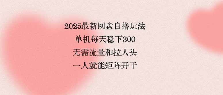 （15831期）2025最新网盘自撸玩法，单机每天稳下3张，无需流量和拉人头，一个人就…-轻合创