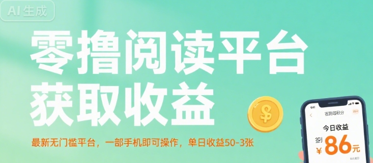 零撸阅读平台获取收益，最新无门槛平台，一部手机即可操作，单日收益50-3张【揭秘】-轻合创