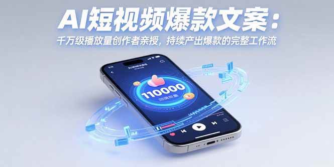 （15569期）AI短视频爆款文案：千万级播放量创作者亲授，持续产出爆款的完整工作流-轻合创