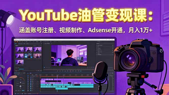 （15987期）2025YouTube油管变现课：涵盖账号注册、视频制作、Adsense开通，月入1万+-轻合创