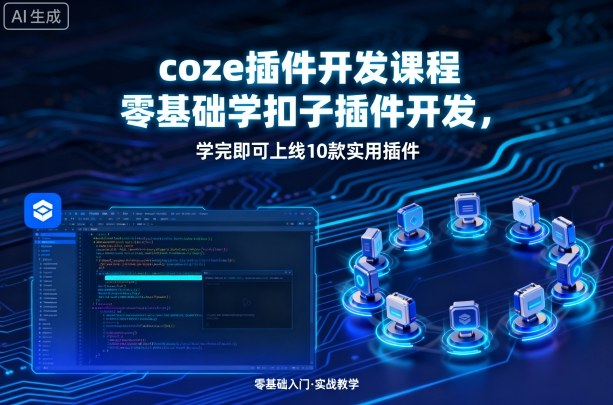 coze插件开发课程，零基础学扣子插件开发，学完即可上线10款实用插件-轻合创