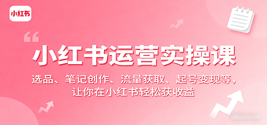 小红书运营实操课：选品、笔记创作、流量获取、起号变现等，让你在小红书轻松获收益-轻合创