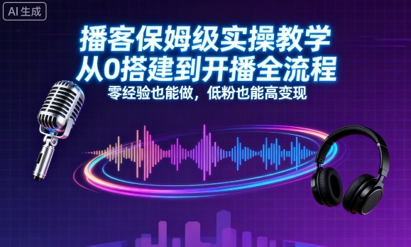 播客保姆级实操教学，从0搭建到开播全流程，零经验也能做，低粉也能高变现-轻合创