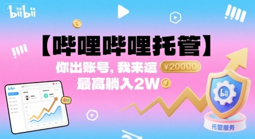 【哔哩哔哩托管】你出账号，我来运营，最高躺入2W【揭秘】-轻合创