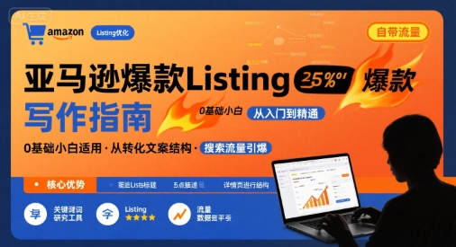 亚马逊爆款Listing写作方法，亚马逊0基础小白也能写爆款自带流量的Listing-轻合创