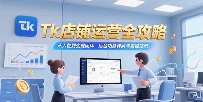 （15345期）Tk店铺运营全攻略，从入驻到变现闭环，后台功能详解与实操演示-轻合创