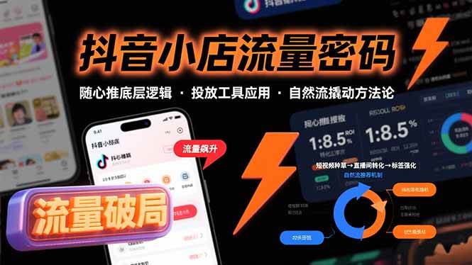 （15680期）抖音小店流量密码，随心推底层逻辑，投放工具应用，自然流撬动核心方法论-轻合创
