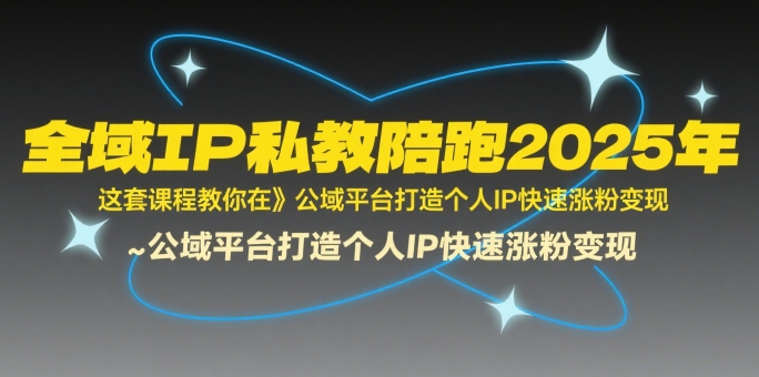 全域IP私教陪跑2025年，这套课程教你在公域平台打造个人IP快速涨粉变现-轻合创