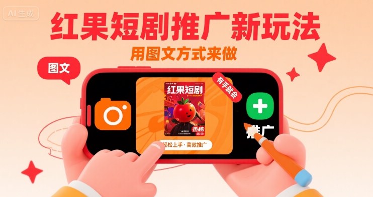 红果短剧推广新玩法，用图文方式来做，有手就会-轻合创