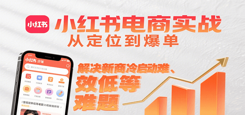 小红书电商实战，从定位到爆单解决新商冷启动难、变现效率低等难题-轻合创