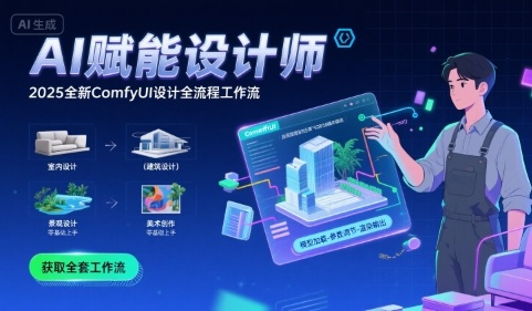 AI赋能设计师， 2025全新comfyui设计全流程工作流 ，室内-建筑-景观-美术，零基础直接上手-轻合创