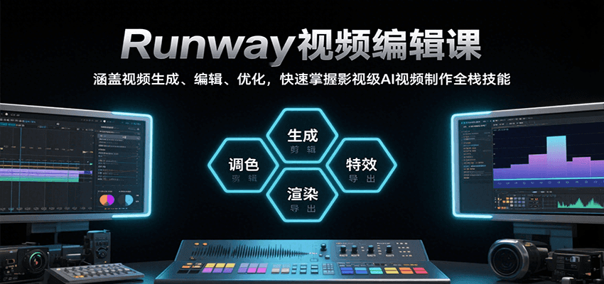 Runway视频编辑课，涵盖视频生成、编辑、优化，快速掌握影视级AI视频制作全栈技能-轻合创