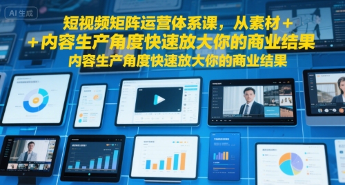 短视频矩阵运营体系课，从素材+内容生产角度快速放大你的商业结果-轻合创