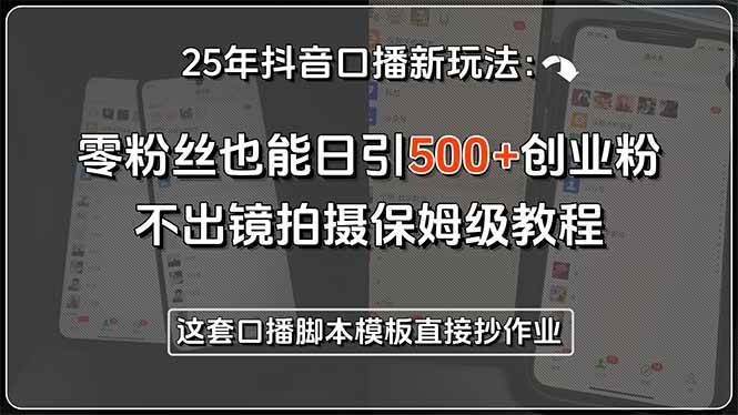 （15384期）25年抖音口播新玩法：零粉丝也能日引500+创业粉，不出镜拍摄保姆级教程…-轻合创