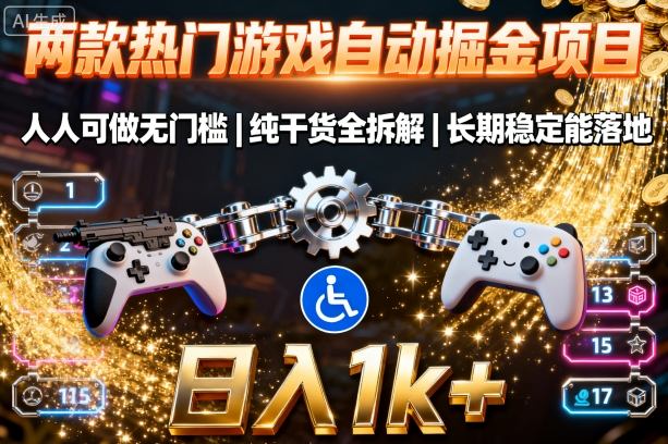 两款热门游戏自动掘金项目，人人可做无门槛，纯干货全拆解，长期稳定能落地，日入1k+【揭秘】-轻合创