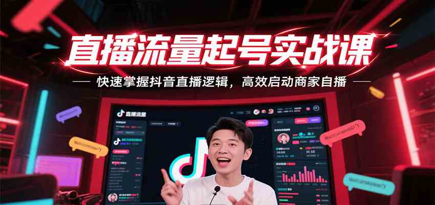 直播流量起号实战课，快速掌握抖音直播逻辑，高效启动商家自播-轻合创