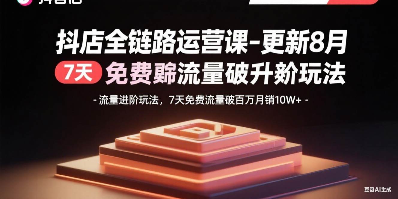 （15918期）抖店全链路运营课-更新8月：流量进阶玩法，7天免费流量破百万月销10W+-轻合创