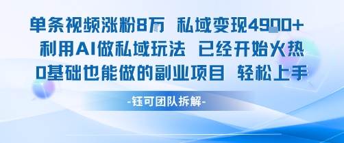 单条视频私域变现4.9k+利用AI做私域玩法 已经开始火热0基础也能做的副业项目轻松上手-轻合创