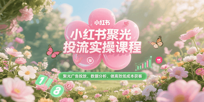 小红书聚光投流实操课程，聚光广告投放、数据分析、做高效低成本获客-轻合创