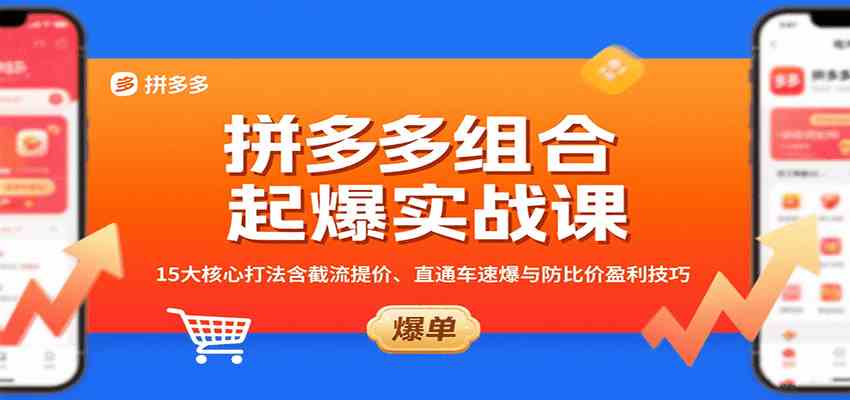 拼多多组合起爆实战课：15大核心打法含截流提价、直通车速爆与防比价盈利技巧-轻合创