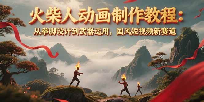 图片[1]-（15171期）火柴人动画制作教程：从拳脚设计到武器运用，国风短视频新赛道-轻合创