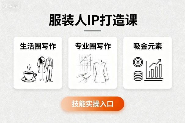 服装人IP打造课，文案创富+生活圈写作+专业圈写作+服装人专属+吸金元素+技能实操-轻合创