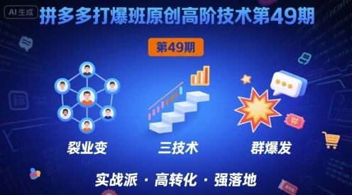 拼多多打爆班原创高阶技术第49期，拼多多裂变+阶梯+群爆-轻合创