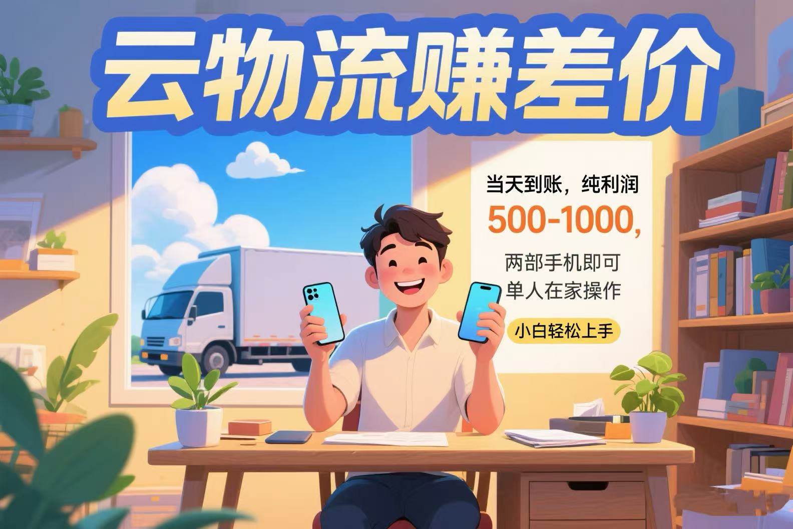 （15492期）云物流赚差价 当天到账纯利润500-1000 两部手机即可 可单人在家操作 小…-轻合创