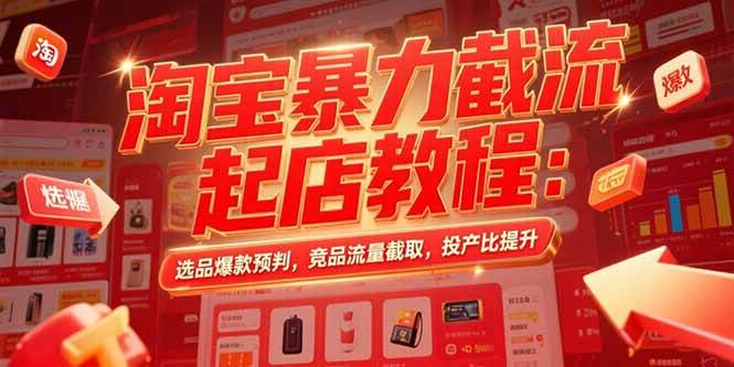（15468期）淘宝暴力截流起店教程：选品爆款预判，竞品流量截取，投产比提升-轻合创