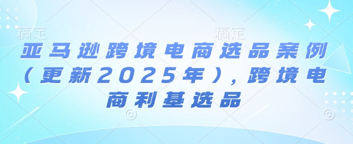 亚马逊跨境电商选品案例(更新2025年7月)，跨境电商利基选品-轻合创
