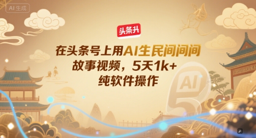 在头条号上用AI生民间故事视频，5天1k+，纯软件操作-轻合创