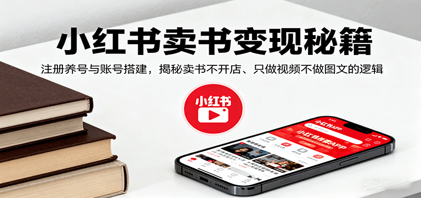 小红书卖书变现秘籍,注册养号与账号搭建,揭秘卖书不开店、只做视频不做图文的逻辑-轻合创