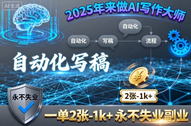 2025年来做AI写作大师，自动化写稿，一单2张-1k+，永不失业副业-轻合创