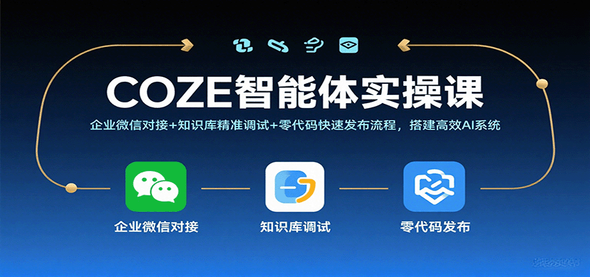 COZE智能体实操课,企业微信对接+知识库精准调试+零代码快速发布流程,搭建高效AI系统-轻合创