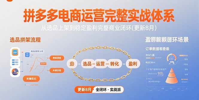 （15579期）拼多多电商运营完整实战体系，从选品上架到稳定盈利完整商业闭环(更新8月)-轻合创