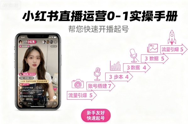 小红书直播运营0-1实操手册，帮您快速开播起号-轻合创