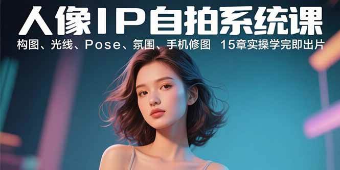 （15920期）人像IP自拍系统课：构图、光线、Pose、氛围、手机修图 15章实操学完即出片-轻合创