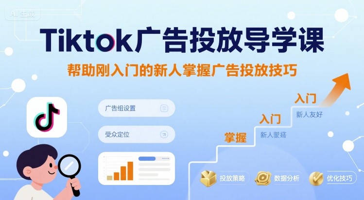 Tiktok广告投放导学课，帮助刚入门的新人掌握广告投放技巧-轻合创
