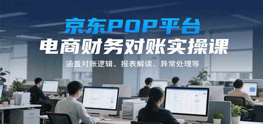 京东POP平台电商财务对账实操课，涵盖对账逻辑、报表解读、异常处理等-轻合创