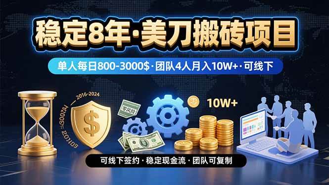图片[1]-（15632期）稳定8年的美刀搬砖项目，单人每日收益800—3000.团队4人月入10W+.可线下-轻合创