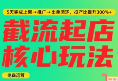 淘宝截流快速起店玩法，掌握暴力快速起店的流程，5天完成上架-推广-出单闭环-轻合创