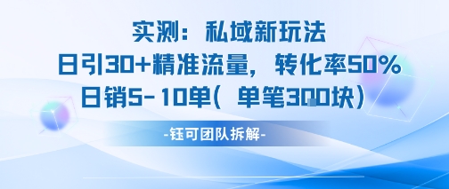 实测私域新玩法日引30加精准流量转化率50%日销5-10单每笔3张-轻合创